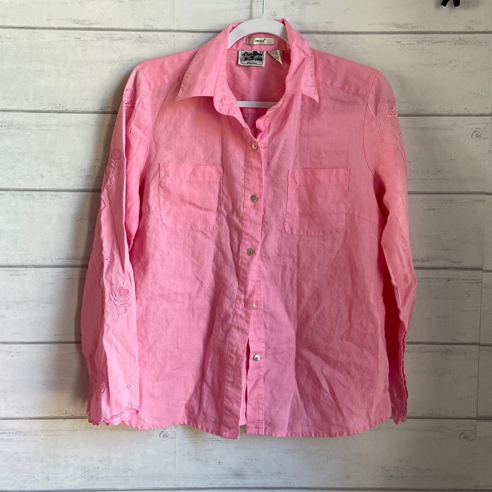 Edward Pink 100% Irish Linen Button Down Top